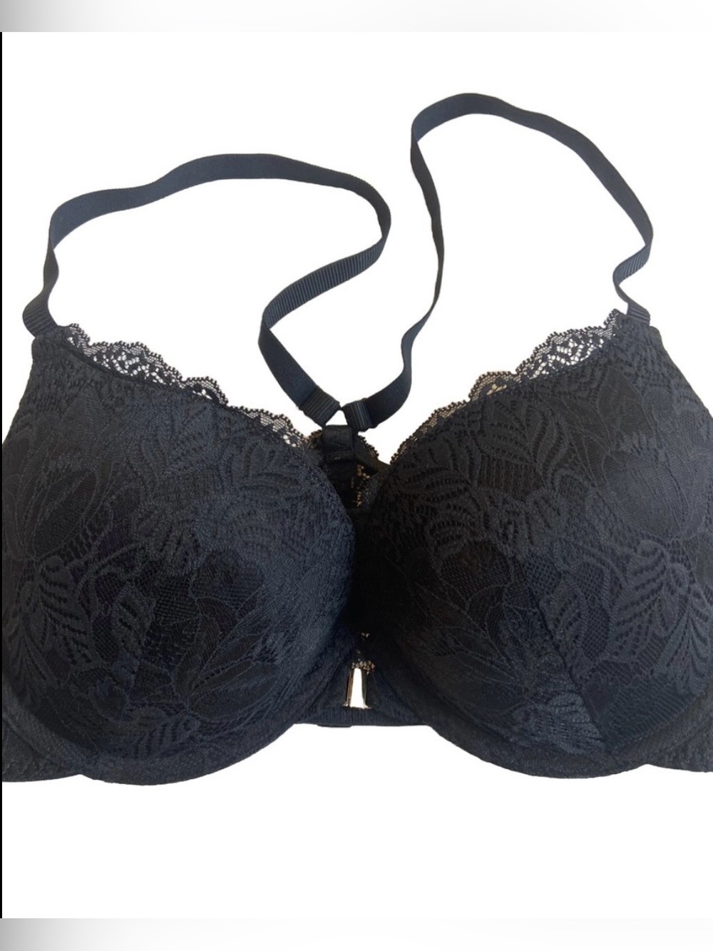 Auden Black Lace Push-Up Bra with Scalloped Trim